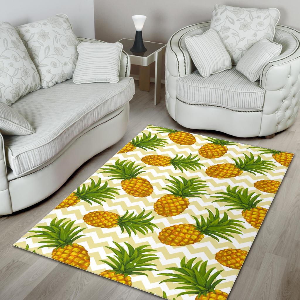 Beige Zig Zag Pineapple Pattern Print Area Rug GearFrost