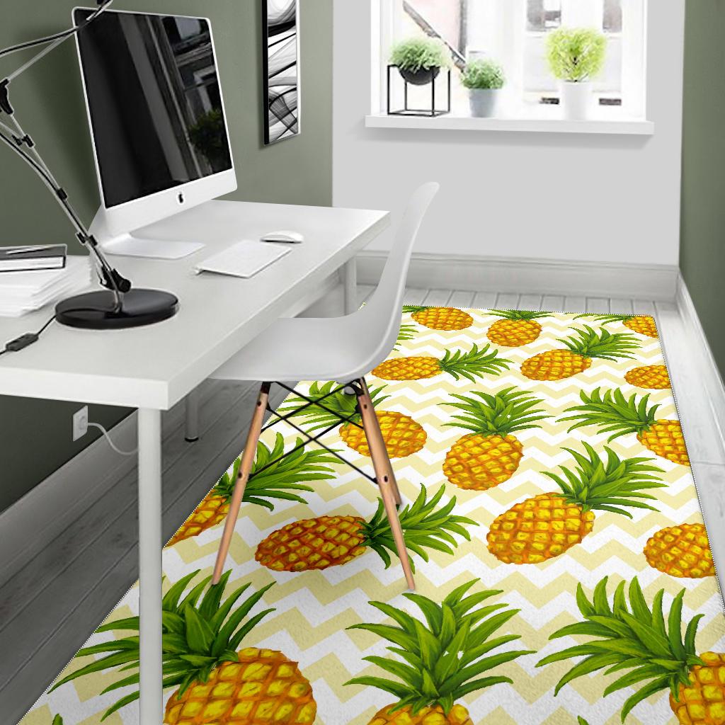 Beige Zig Zag Pineapple Pattern Print Area Rug GearFrost
