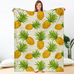 Beige Zig Zag Pineapple Pattern Print Blanket