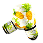 Beige Zig Zag Pineapple Pattern Print Boxing Gloves