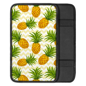 Beige Zig Zag Pineapple Pattern Print Car Center Console Cover