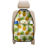 Beige Zig Zag Pineapple Pattern Print Car Seat Organizers