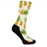 Beige Zig Zag Pineapple Pattern Print Crew Socks