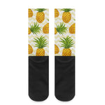 Beige Zig Zag Pineapple Pattern Print Crew Socks