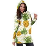 Beige Zig Zag Pineapple Pattern Print Hoodie Dress GearFrost