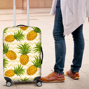 Beige Zig Zag Pineapple Pattern Print Luggage Cover GearFrost