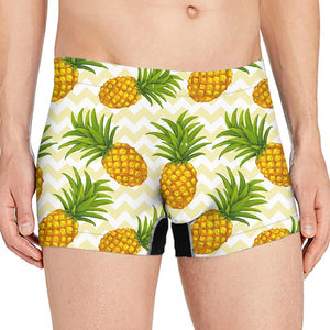 Beige Zig Zag Pineapple Pattern Print Men's Boxer Briefs