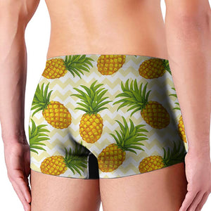 Beige Zig Zag Pineapple Pattern Print Men's Boxer Briefs