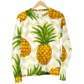 Beige Zig Zag Pineapple Pattern Print Men's Crewneck Sweatshirt
