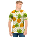 Beige Zig Zag Pineapple Pattern Print Men's T-Shirt