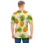 Beige Zig Zag Pineapple Pattern Print Men's T-Shirt