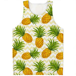 Beige Zig Zag Pineapple Pattern Print Men's Tank Top