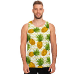 Beige Zig Zag Pineapple Pattern Print Men's Tank Top