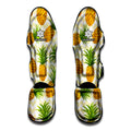 Beige Zig Zag Pineapple Pattern Print Muay Thai Shin Guards