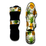 Beige Zig Zag Pineapple Pattern Print Muay Thai Shin Guard