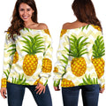 Beige Zig Zag Pineapple Pattern Print Off The Shoulder Sweatshirt