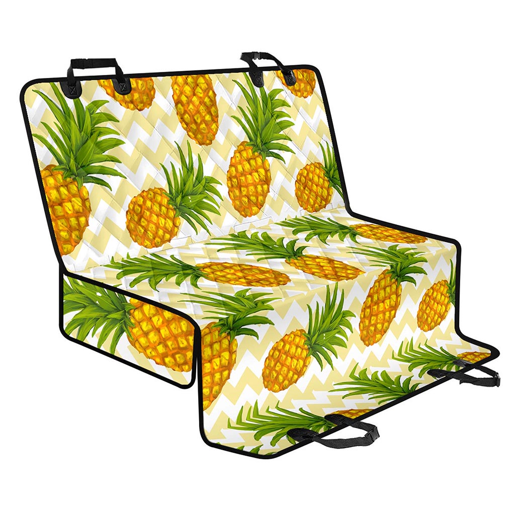 Beige Zig Zag Pineapple Pattern Print Pet Car Back Seat Cover