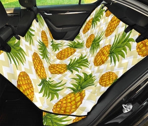 Beige Zig Zag Pineapple Pattern Print Pet Car Back Seat Cover