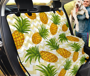 Beige Zig Zag Pineapple Pattern Print Pet Car Back Seat Cover