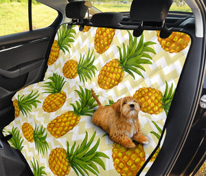 Beige Zig Zag Pineapple Pattern Print Pet Car Back Seat Cover