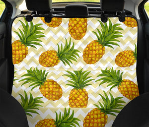 Beige Zig Zag Pineapple Pattern Print Pet Car Back Seat Cover