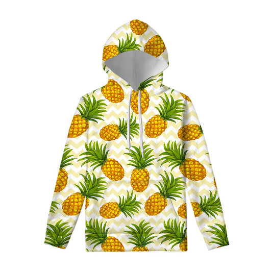 Beige Zig Zag Pineapple Pattern Print Pullover Hoodie