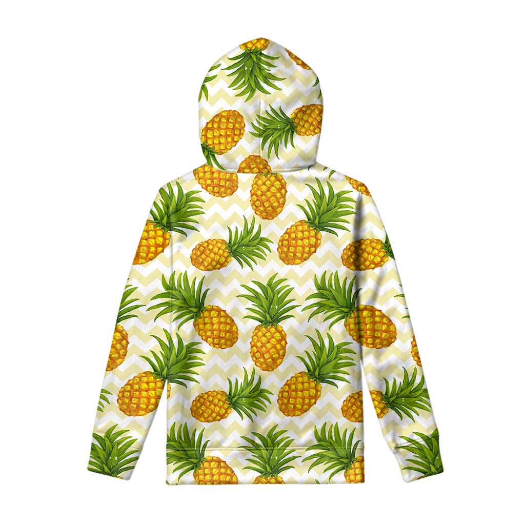 Beige Zig Zag Pineapple Pattern Print Pullover Hoodie