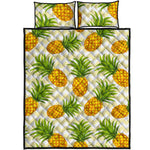 Beige Zig Zag Pineapple Pattern Print Quilt Bed Set