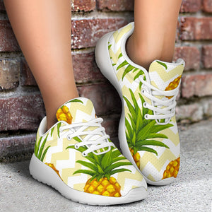 Beige Zig Zag Pineapple Pattern Print Sport Shoes GearFrost