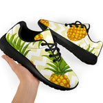 Beige Zig Zag Pineapple Pattern Print Sport Shoes GearFrost