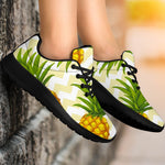 Beige Zig Zag Pineapple Pattern Print Sport Shoes GearFrost