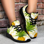 Beige Zig Zag Pineapple Pattern Print Sport Shoes GearFrost