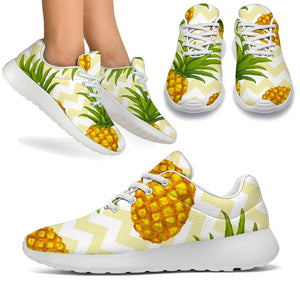 Beige Zig Zag Pineapple Pattern Print Sport Shoes GearFrost