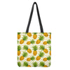 Beige Zig Zag Pineapple Pattern Print Tote Bag