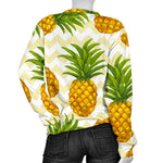 Beige Zig Zag Pineapple Pattern Print Women's Crewneck Sweatshirt GearFrost