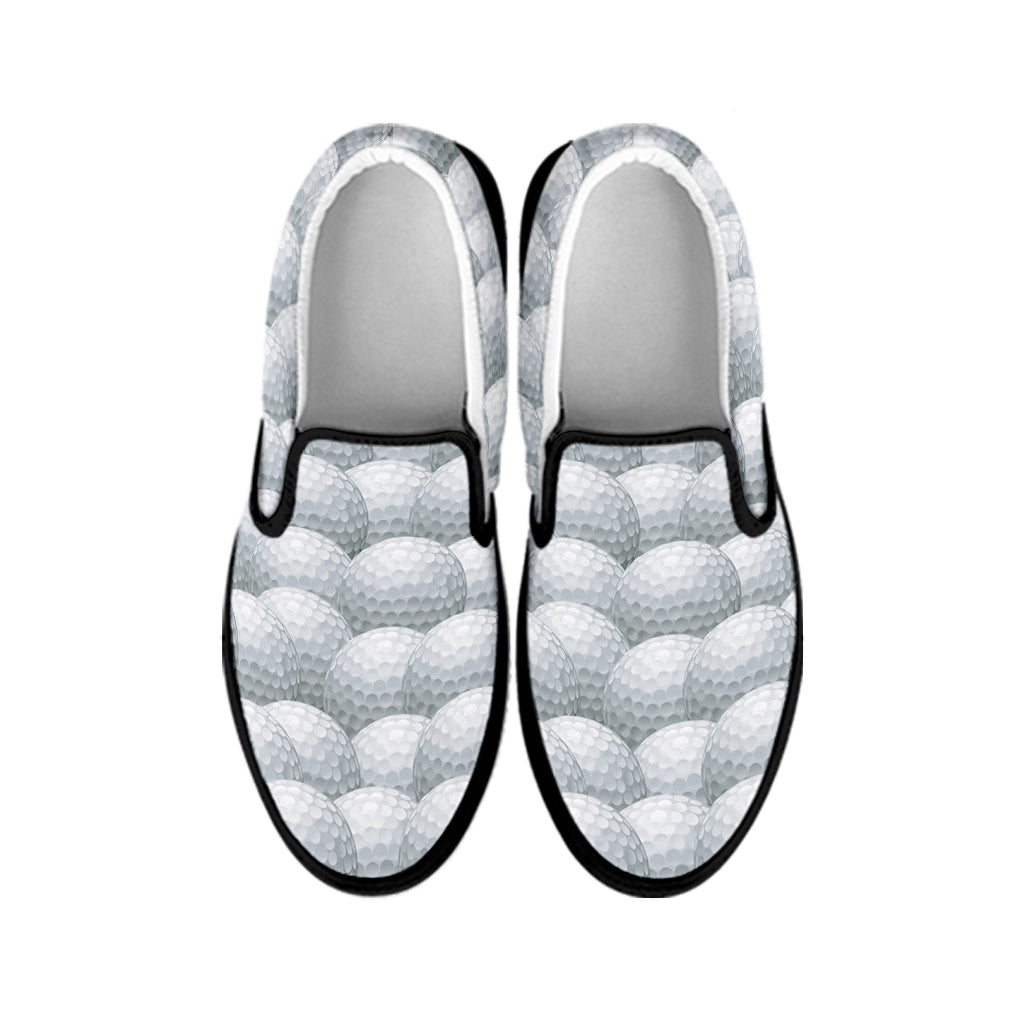 Big Golf Ball Pattern Print Black Slip On Shoes