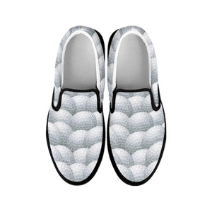 Big Golf Ball Pattern Print Black Slip On Shoes