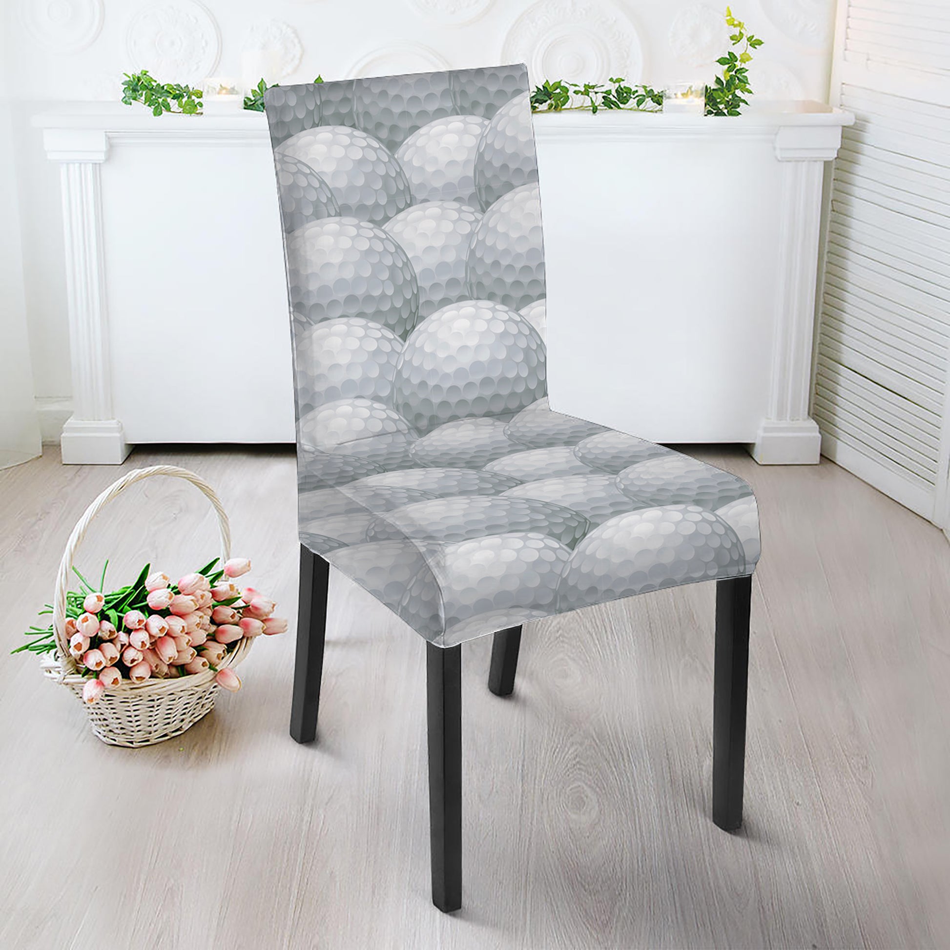 Big Golf Ball Pattern Print Dining Chair Slipcover