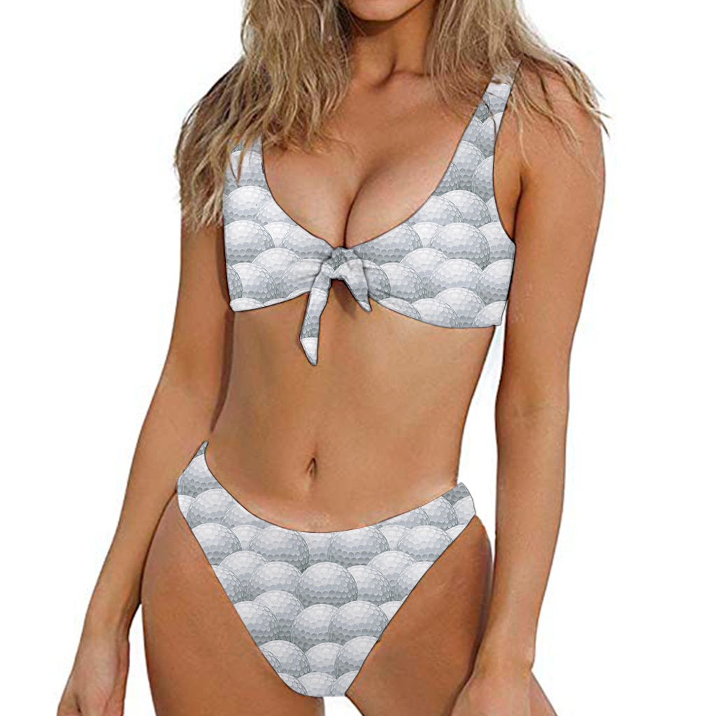 Big Golf Ball Pattern Print Front Bow Tie Bikini