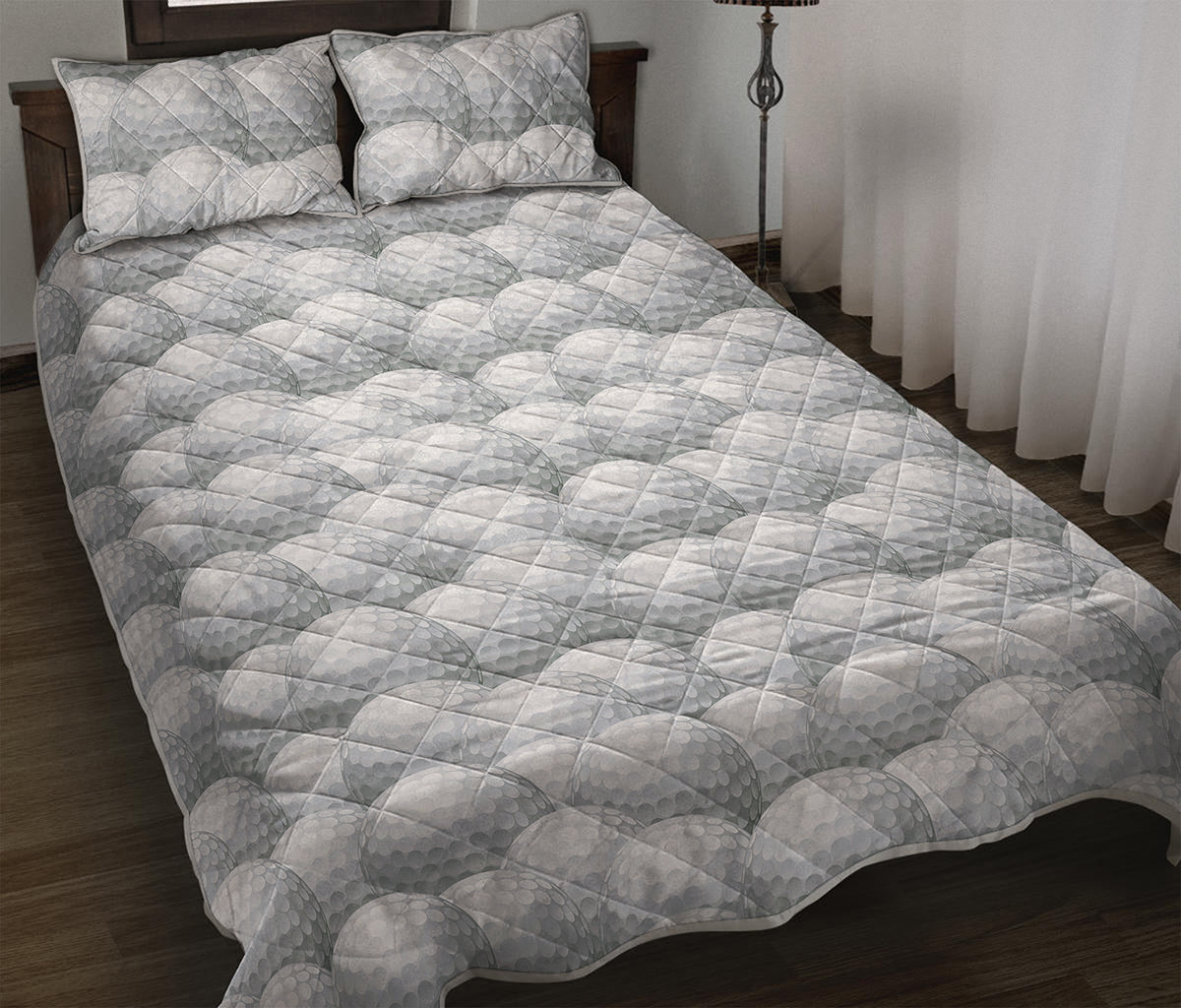 Big Golf Ball Pattern Print Quilt Bed Set