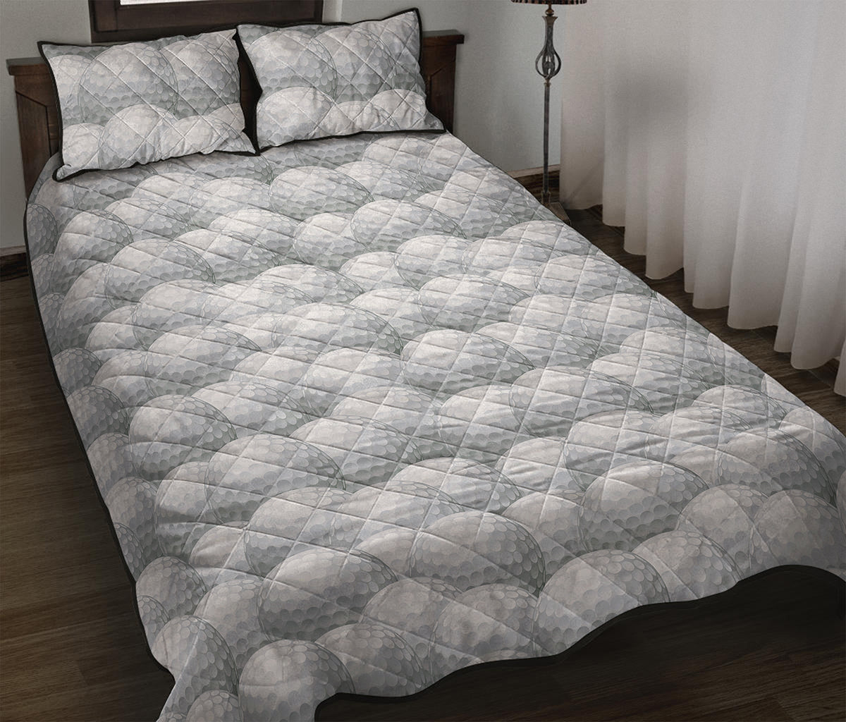 Big Golf Ball Pattern Print Quilt Bed Set