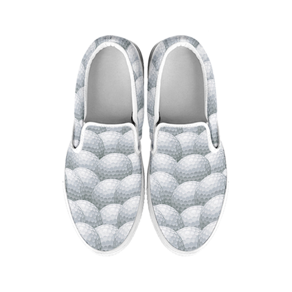 Big Golf Ball Pattern Print White Slip On Shoes