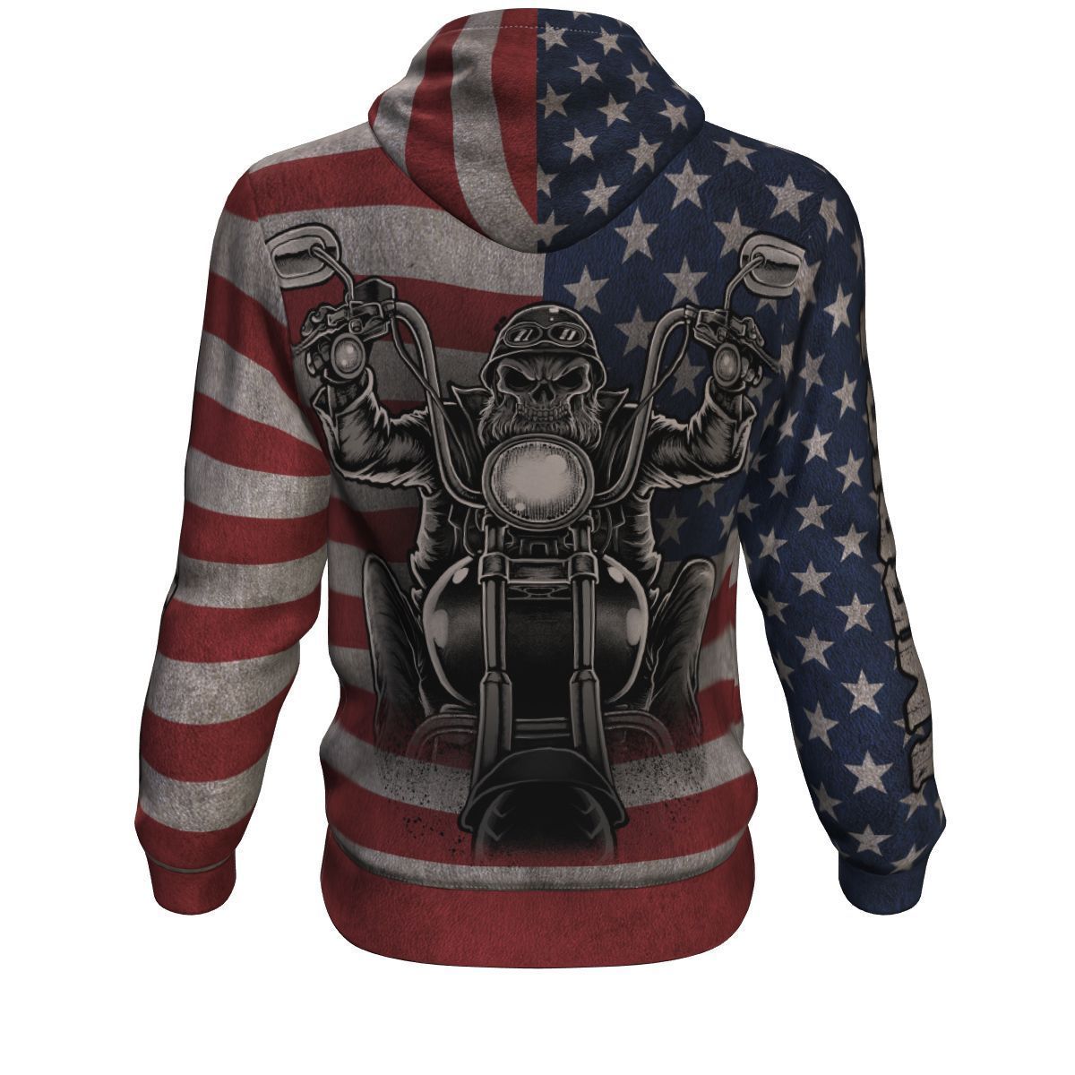 Biker Grunge American Flag Patriotic Unisex Pullover Hoodie GearFrost
