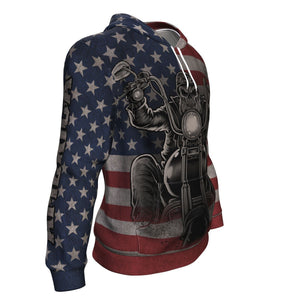 Biker Grunge American Flag Patriotic Unisex Pullover Hoodie GearFrost