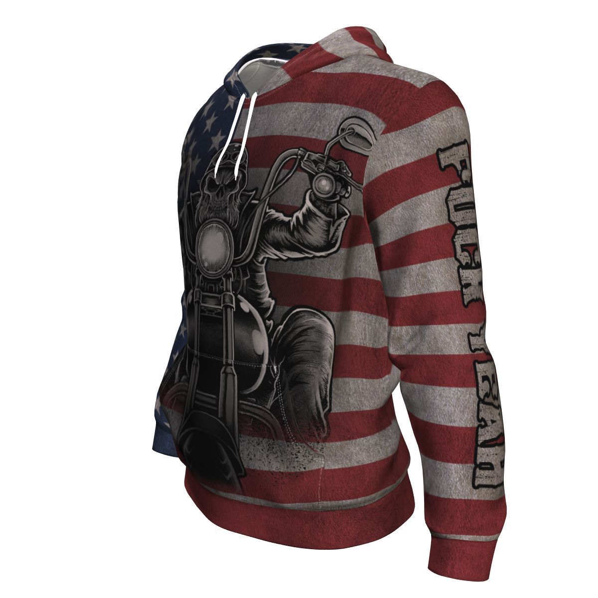 Biker Grunge American Flag Patriotic Unisex Pullover Hoodie GearFrost