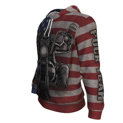 Biker Grunge American Flag Patriotic Unisex Pullover Hoodie GearFrost