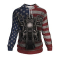 Biker Grunge American Flag Patriotic Pullover Hoodie