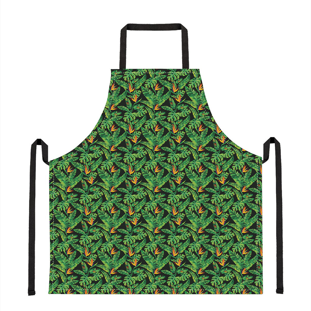 Bird Of Paradise And Palm Leaves Print Apron