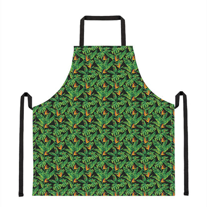 Bird Of Paradise And Palm Leaves Print Apron