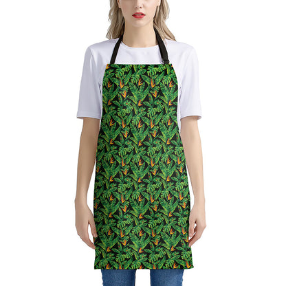 Bird Of Paradise And Palm Leaves Print Apron